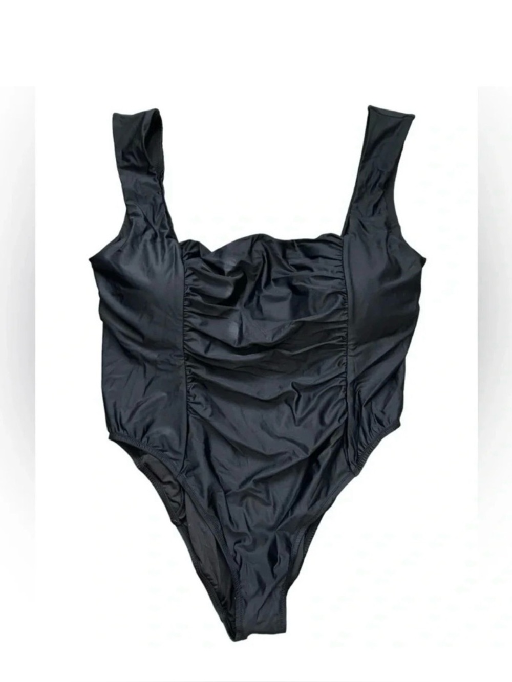 J. Crew Black Squareneck Ruched One Piece Bathing Suit Plus Size 24 NWT